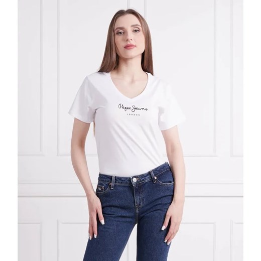 Pepe Jeans London T-shirt WENDY V NECK | Regular Fit ze sklepu Gomez Fashion Store w kategorii Bluzki damskie - zdjęcie 184357408