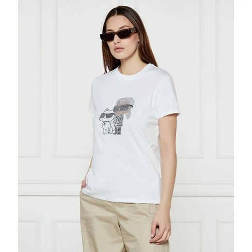 Karl Lagerfeld T-shirt IKON RS DUO | Regular Fit ze sklepu Gomez Fashion Store w kategorii Bluzki damskie - zdjęcie 184357568