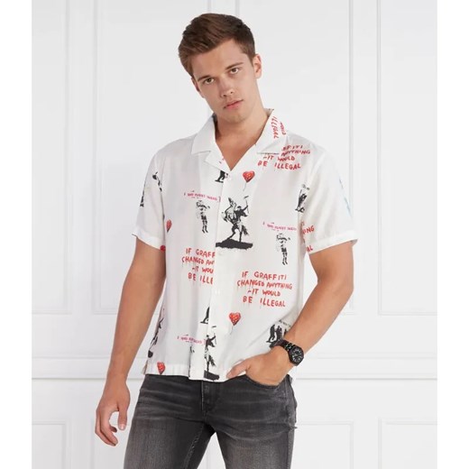 GUESS Koszula SS SANDWASHED GRAFFI | Regular Fit Guess M wyprzedaż Gomez Fashion Store