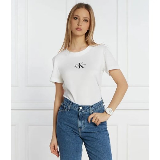 Calvin Klein Jeans T-shirt | Slim Fit ze sklepu Gomez Fashion Store w kategorii Bluzki damskie - zdjęcie 184358106