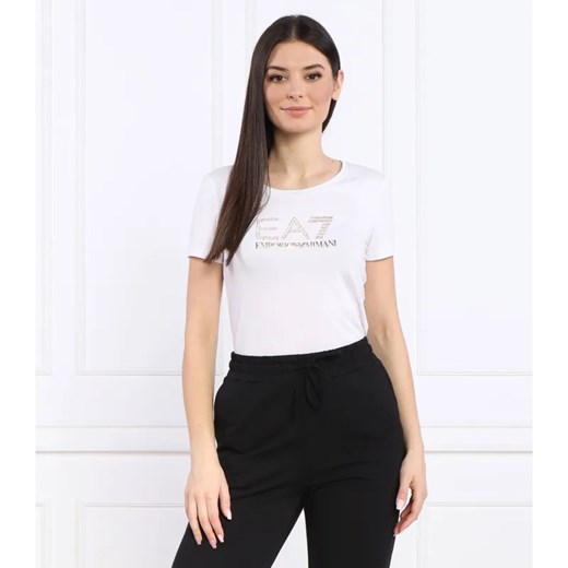 EA7 T-shirt | Slim Fit ze sklepu Gomez Fashion Store w kategorii Bluzki damskie - zdjęcie 184358135