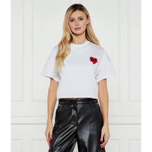 Karl Lagerfeld T-shirt HEARTS | Cropped Fit ze sklepu Gomez Fashion Store w kategorii Bluzki damskie - zdjęcie 184358709