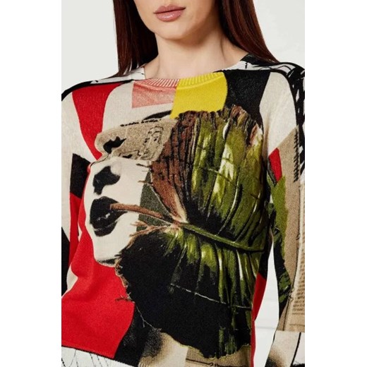 Desigual Sweter COLLAGE_LACROIX | Regular Fit | z dodatkiem lnu Desigual S okazja Gomez Fashion Store