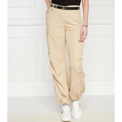 Karl Lagerfeld Spodnie cargo | Relaxed fit | z dodatkiem lnu ze sklepu Gomez Fashion Store w kategorii Spodnie damskie - zdjęcie 184505115