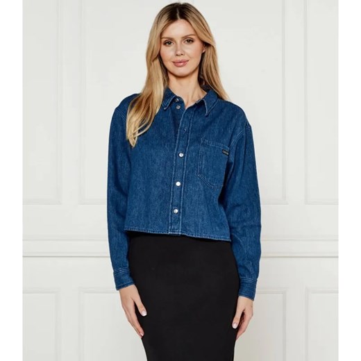 Calvin Klein Jeans Jeansowa koszula | Cropped Fit | z dodatkiem lnu ze sklepu Gomez Fashion Store w kategorii Koszule damskie - zdjęcie 184508627