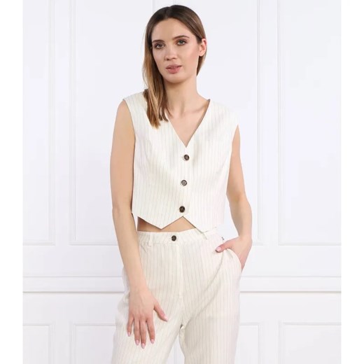 GUESS Lniana kamizelka DINA CROPPED | Regular Fit ze sklepu Gomez Fashion Store w kategorii Kamizelki damskie - zdjęcie 184509328