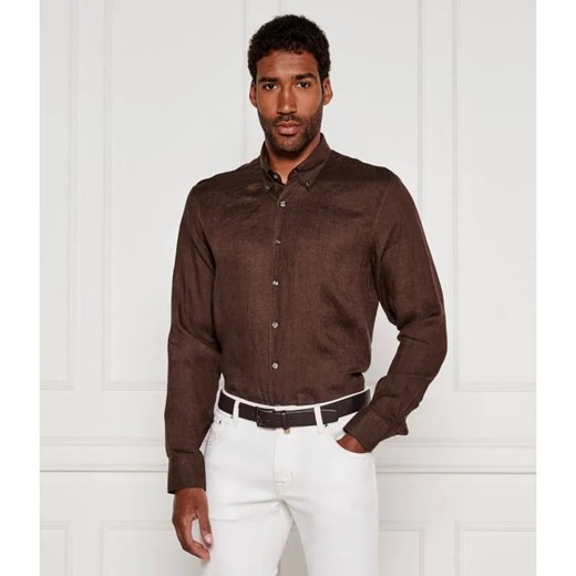 Oscar Jacobson Lniana koszula | Regular Fit ze sklepu Gomez Fashion Store w kategorii Koszule męskie - zdjęcie 184509658