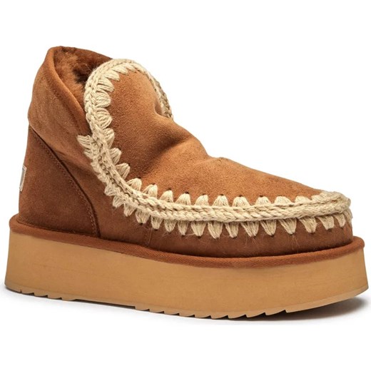 MOU Skórzane śniegowce Mini Eskimo Platform | z dodatkiem wełny ze sklepu Gomez Fashion Store w kategorii Śniegowce damskie - zdjęcie 184514229