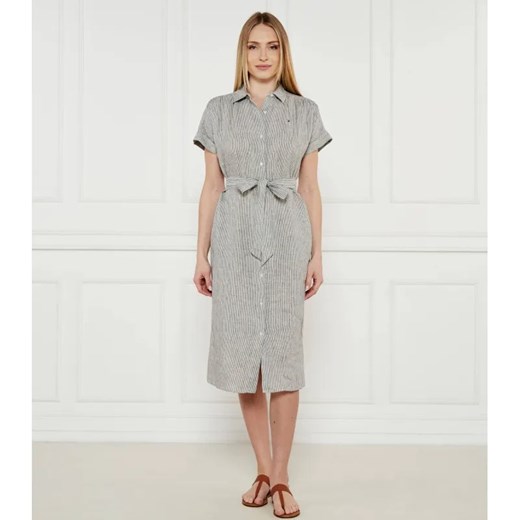 Tommy Hilfiger Lniana sukienka z paskiem ze sklepu Gomez Fashion Store w kategorii Sukienki - zdjęcie 184516367