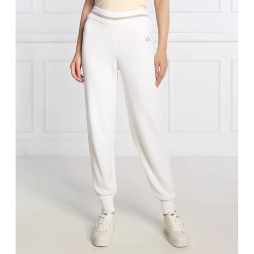 Armani Exchange Spodnie dzianinowe | Regular Fit | z dodatkiem wełny ze sklepu Gomez Fashion Store w kategorii Spodnie damskie - zdjęcie 184517119