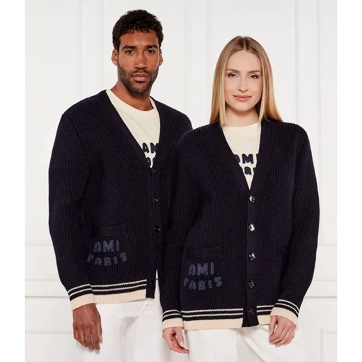 AMI Paris Wełniany kardigan | Oversize fit ze sklepu Gomez Fashion Store w kategorii Swetry damskie - zdjęcie 184518518
