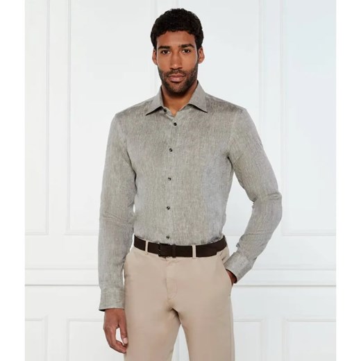 BOSS BLACK Lniana koszula H-HANK-kent-C1-214 | Slim Fit ze sklepu Gomez Fashion Store w kategorii Koszule męskie - zdjęcie 184519727