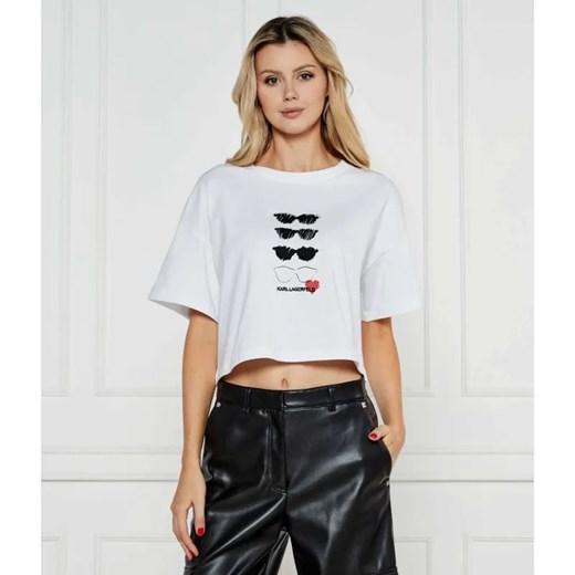Karl Lagerfeld T-shirt SUNGLASSES | Cropped Fit ze sklepu Gomez Fashion Store w kategorii Bluzki damskie - zdjęcie 184521546