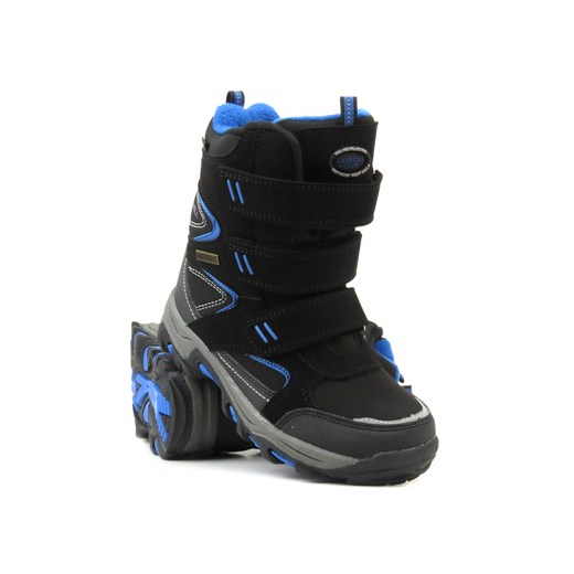 Buty trekkingowe, śniegowce dziecięce - AMERICAN CLUB WT161/23 czarne z niebieskim ze sklepu ulubioneobuwie w kategorii Buty zimowe dziecięce - zdjęcie 184523969
