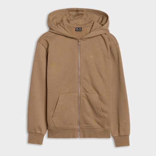 Dziewczęca bluza dresowa rozpinana z kapturem 4F 4FJRAW24TSWSF1830 - beżowa ze sklepu Sportstylestory.com w kategorii Bluzy dziewczęce - zdjęcie 184525718