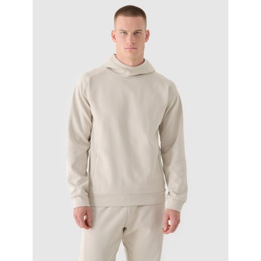 Męska bluza nierozpinana z kapturem 4F 4FRAW24TSWSM2050 - beżowa ze sklepu Sportstylestory.com w kategorii Bluzy męskie - zdjęcie 184525767