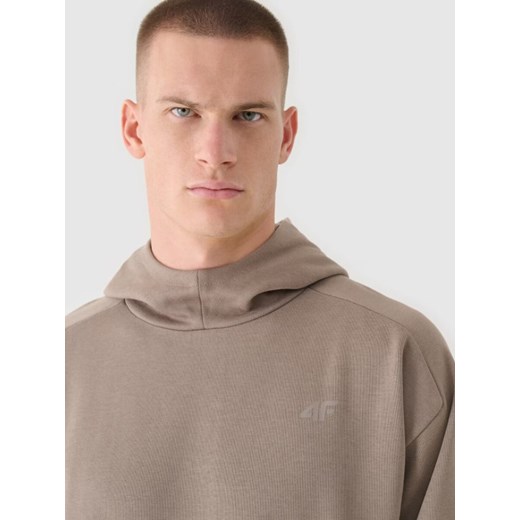 Męska bluza nierozpinana z kapturem 4F 4FRAW24TSWSM2050 - brązowa L okazyjna cena Sportstylestory.com