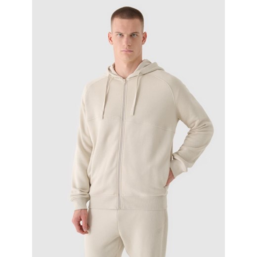 Męska bluza rozpinana z kapturem 4F 4FRAW24TSWSM2053 - beżowa ze sklepu Sportstylestory.com w kategorii Bluzy męskie - zdjęcie 184525797