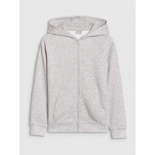 Dziewczęca bluza dresowa rozpinana z kapturem 4F 4FJWMM00TSWSF1861 - szara ze sklepu Sportstylestory.com w kategorii Bluzy dziewczęce - zdjęcie 184525839