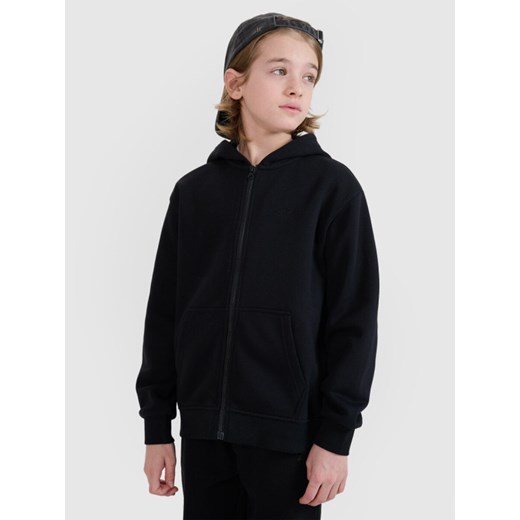 Chłopięca bluza dresowa rozpinana z kapturem 4f 4FJWMM00TSWSM1859 - czarna ze sklepu Sportstylestory.com w kategorii Bluzy chłopięce - zdjęcie 184525855
