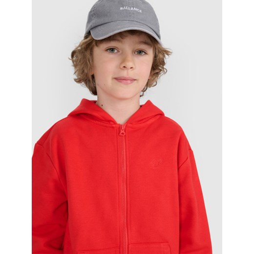 Chłopięca bluza dresowa rozpinana z kapturem 4F 4FJRAW24TSWSM1832 - pomarańczowa 4f Junior 164 okazja Sportstylestory.com