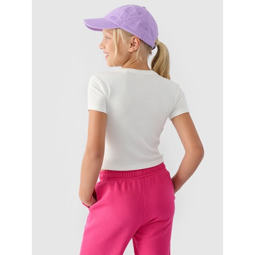 Dziewczęcy t-shirt basic 4F 4FJRSS24TTSHF2053 - biały 4f Junior 164 promocja Sportstylestory.com