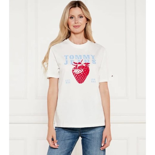 Tommy Jeans T-shirt STRAWBERRY | Relaxed fit ze sklepu Gomez Fashion Store w kategorii Bluzki damskie - zdjęcie 184526419