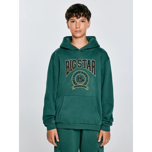 Bluza chłopięca z kapturem z haftem zielona Liron 304 ze sklepu Big Star w kategorii Bluzy chłopięce - zdjęcie 184531677