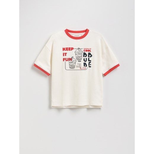 Reserved - T-shirt z nadrukiem - złamana biel ze sklepu Reserved w kategorii T-shirty chłopięce - zdjęcie 184533896