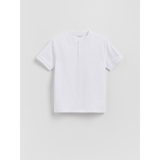 Reserved - Bawełniany t-shirt henley - biały ze sklepu Reserved w kategorii T-shirty chłopięce - zdjęcie 184533919