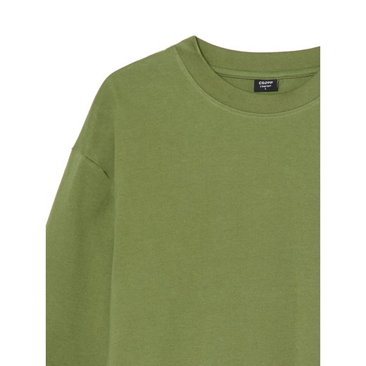 Cropp - Basicowa zielona koszulka comfort - zielony Cropp L Cropp