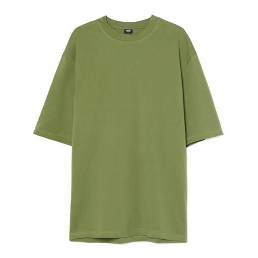 Cropp - Basicowa zielona koszulka comfort - zielony Cropp XS Cropp