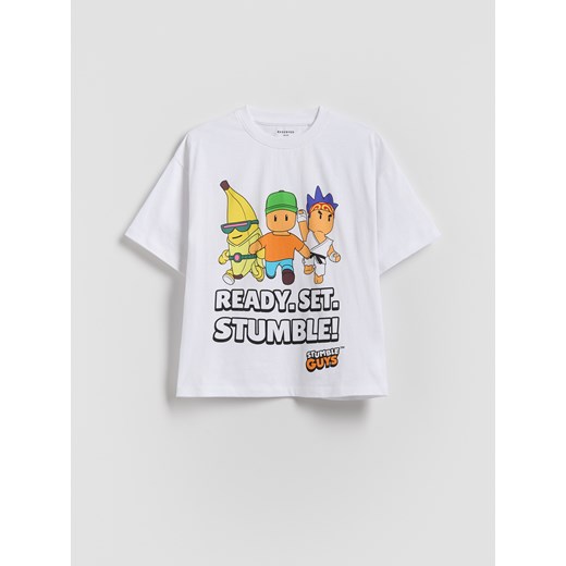 Reserved - T-shirt Stumble Guys - biały ze sklepu Reserved w kategorii T-shirty chłopięce - zdjęcie 184535468