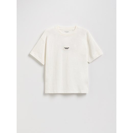 Reserved - Bawełniany t-shirt - złamana biel ze sklepu Reserved w kategorii T-shirty chłopięce - zdjęcie 184535505