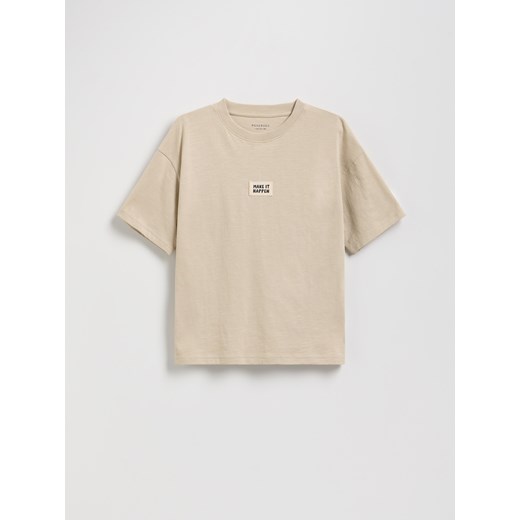Reserved - Bawełniany t-shirt - kremowy ze sklepu Reserved w kategorii T-shirty chłopięce - zdjęcie 184535507