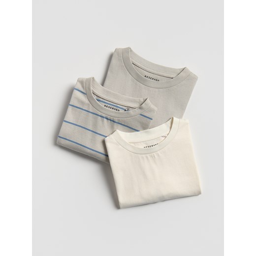 Reserved - Bawełniany t-shirt 3 pack - złamana biel ze sklepu Reserved w kategorii T-shirty chłopięce - zdjęcie 184535565