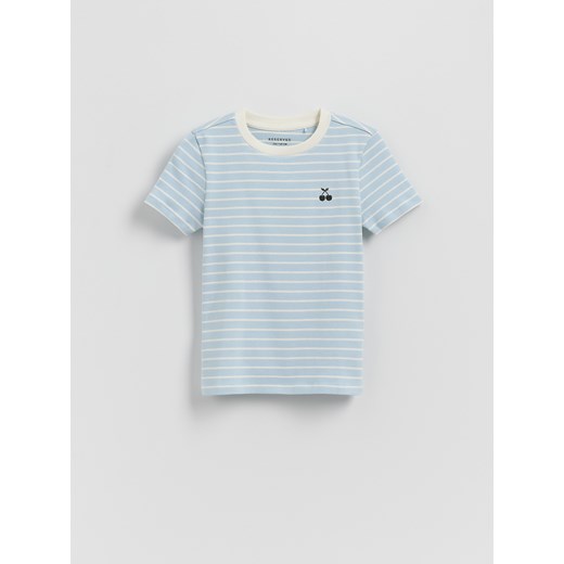 Reserved - Bawełniany t-shirt w paski - jasnoniebieski ze sklepu Reserved w kategorii Bluzki dziewczęce - zdjęcie 184535597