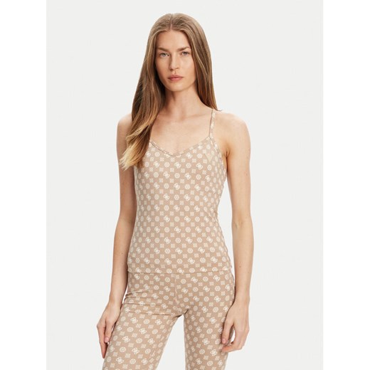 Guess Top V5YP11 MC03W Beżowy Slim Fit ze sklepu MODIVO w kategorii Bluzki damskie - zdjęcie 184536708