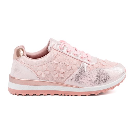 Shelvt Różowe sneakersy z kwiatowym motywem ze sklepu ButyModne.pl w kategorii Buty sportowe damskie - zdjęcie 184538688