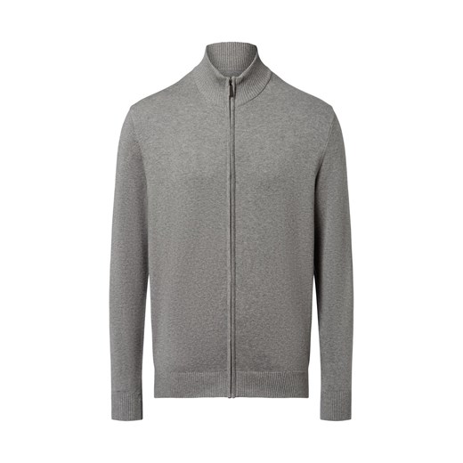 Nils Sundström Męski kardigan Mężczyźni drobna dzianina szary marmurkowy ze sklepu vangraaf w kategorii Swetry męskie - zdjęcie 184539079