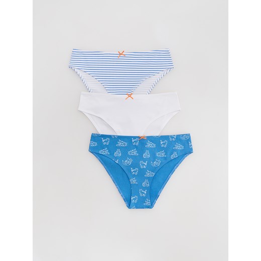 Reserved - Bawełniane majtki typu bikini 3 pack - niebieski Reserved M Reserved