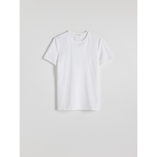 Reserved - Bawełniany t-shirt slim fit - biały ze sklepu Reserved w kategorii T-shirty męskie - zdjęcie 184540477