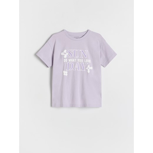 Reserved - T-shirt z nadrukiem - lawendowy ze sklepu Reserved w kategorii Bluzki dziewczęce - zdjęcie 184542108
