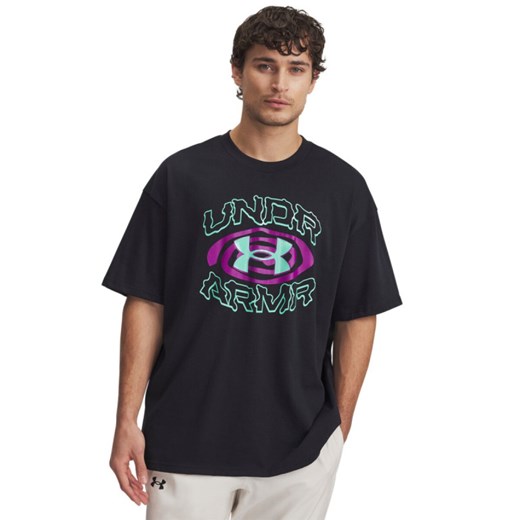 Męski t-shirt z nadrukiem UA M HWT Hoops Hoopnotic SS - czarny ze sklepu Sportstylestory.com w kategorii T-shirty męskie - zdjęcie 184542377