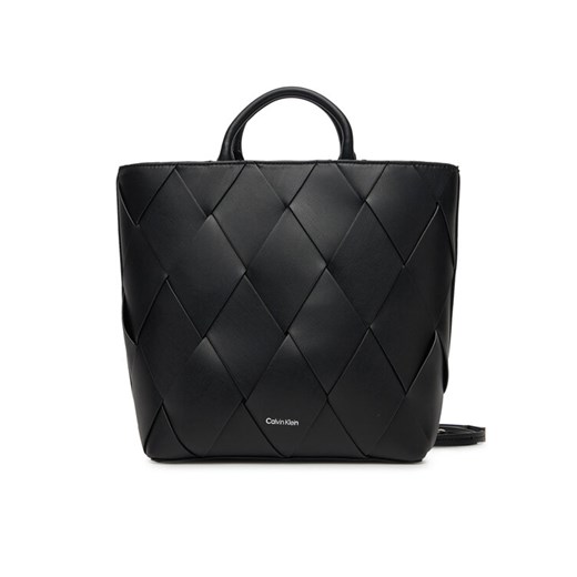 Calvin Klein Torebka Ck Woven Medium Tote K60K613176 Czarny ze sklepu MODIVO w kategorii Torby Shopper bag - zdjęcie 184544896