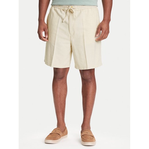 Mustang Szorty materiałowe Linen 1016459 Écru Loose Fit ze sklepu MODIVO w kategorii Spodenki męskie - zdjęcie 184547009