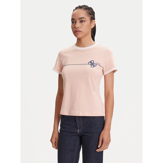 Guess T-Shirt V5YI01 J1314 Różowy Regular Fit ze sklepu MODIVO w kategorii Bluzki damskie - zdjęcie 184547025