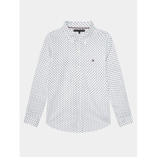 Tommy Hilfiger Koszula Mini Monogram Print Shirt L/S KB0KB08735 Biały Regular Fit ze sklepu MODIVO w kategorii Koszule chłopięce - zdjęcie 184547046