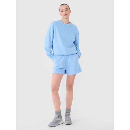 Damska bluza dresowa nierozpinana bez kaptura 4F 4FWMM00TSWSF1765 - niebieska ze sklepu Sportstylestory.com w kategorii Bluzy damskie - zdjęcie 184547825