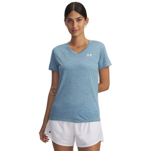 Damska koszulka treningowa Under Armour Tech SSV- Twist - niebieska ze sklepu Sportstylestory.com w kategorii Bluzki damskie - zdjęcie 184547839